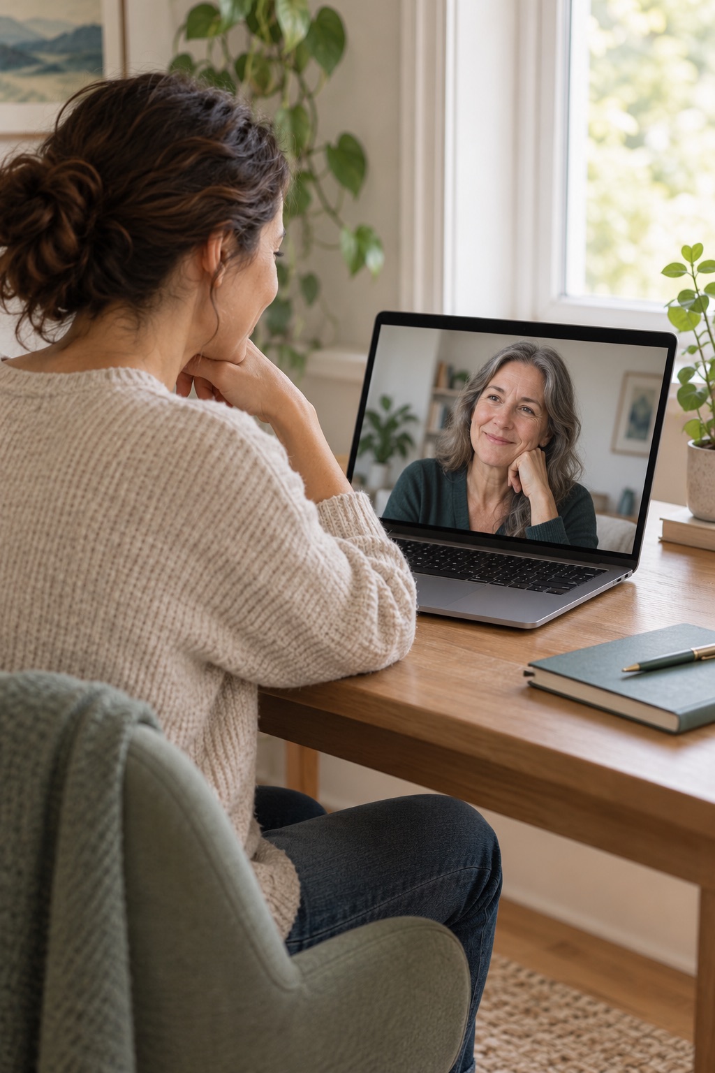 A practitioner and mentor sharing a thoughtful virtual conversation